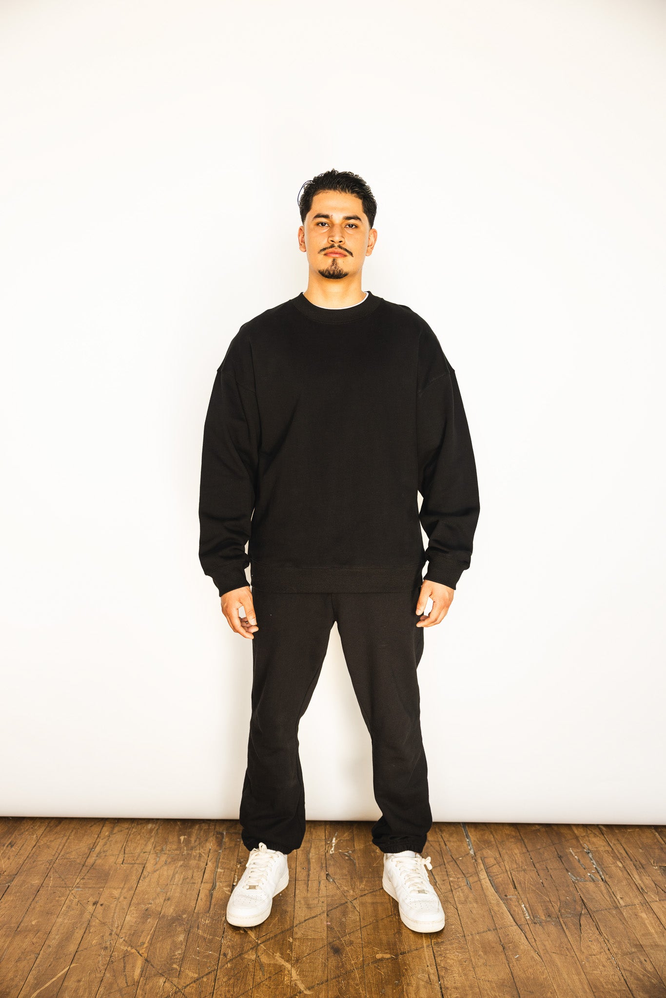 French Terry Crewneck Sweatshirt - Black