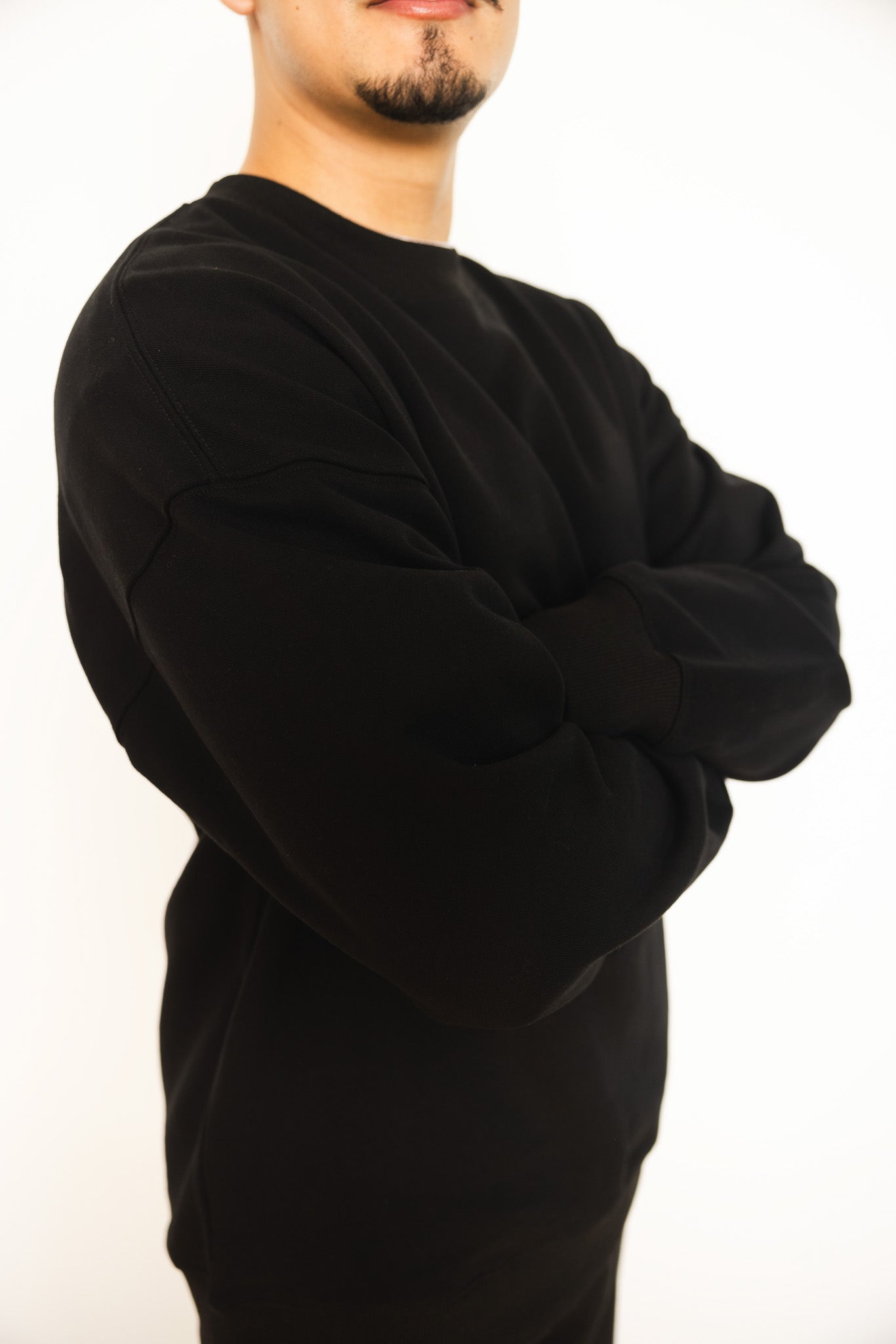 French Terry Crewneck Sweatshirt - Black