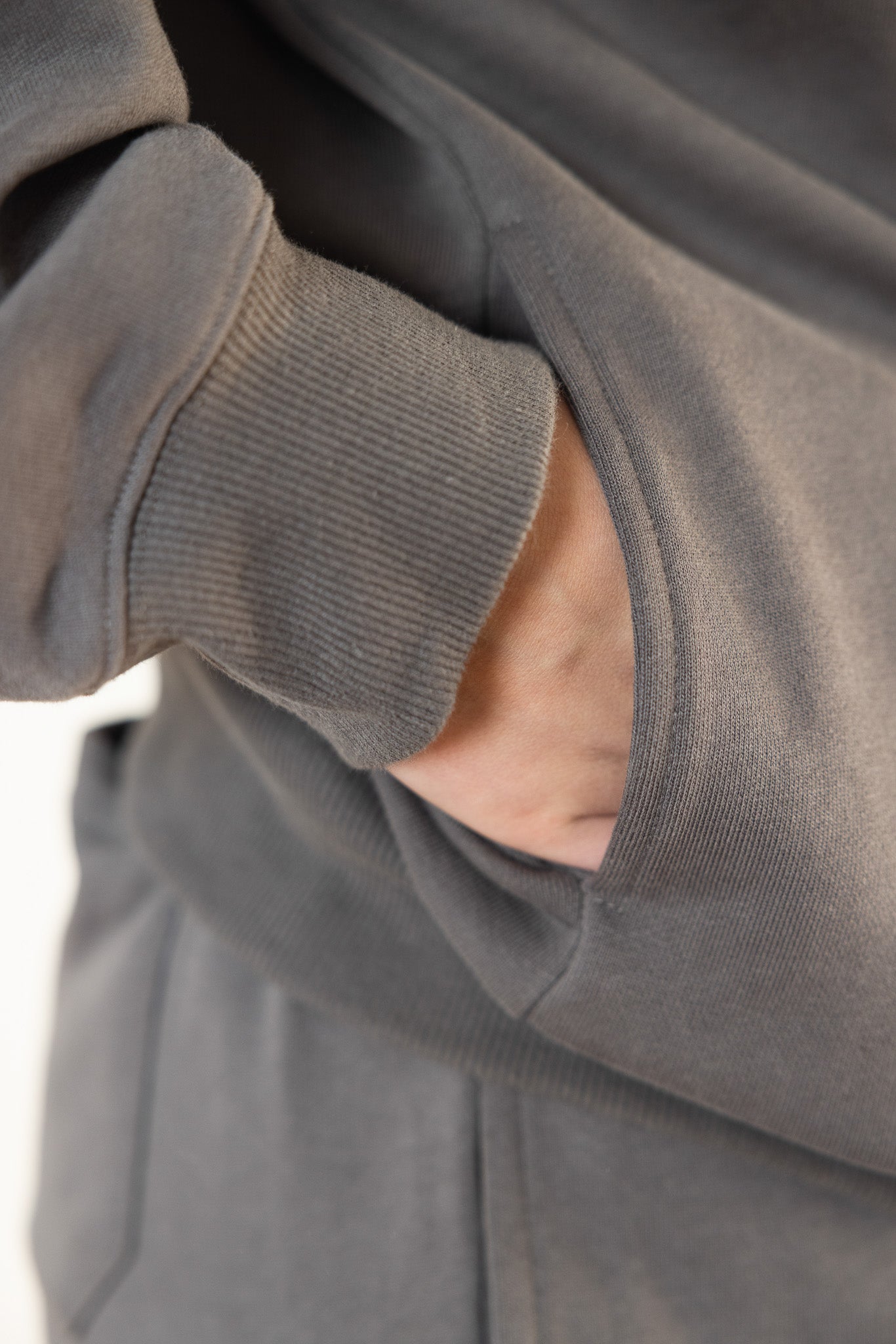 French Terry Double Zip Up - Dark Grey