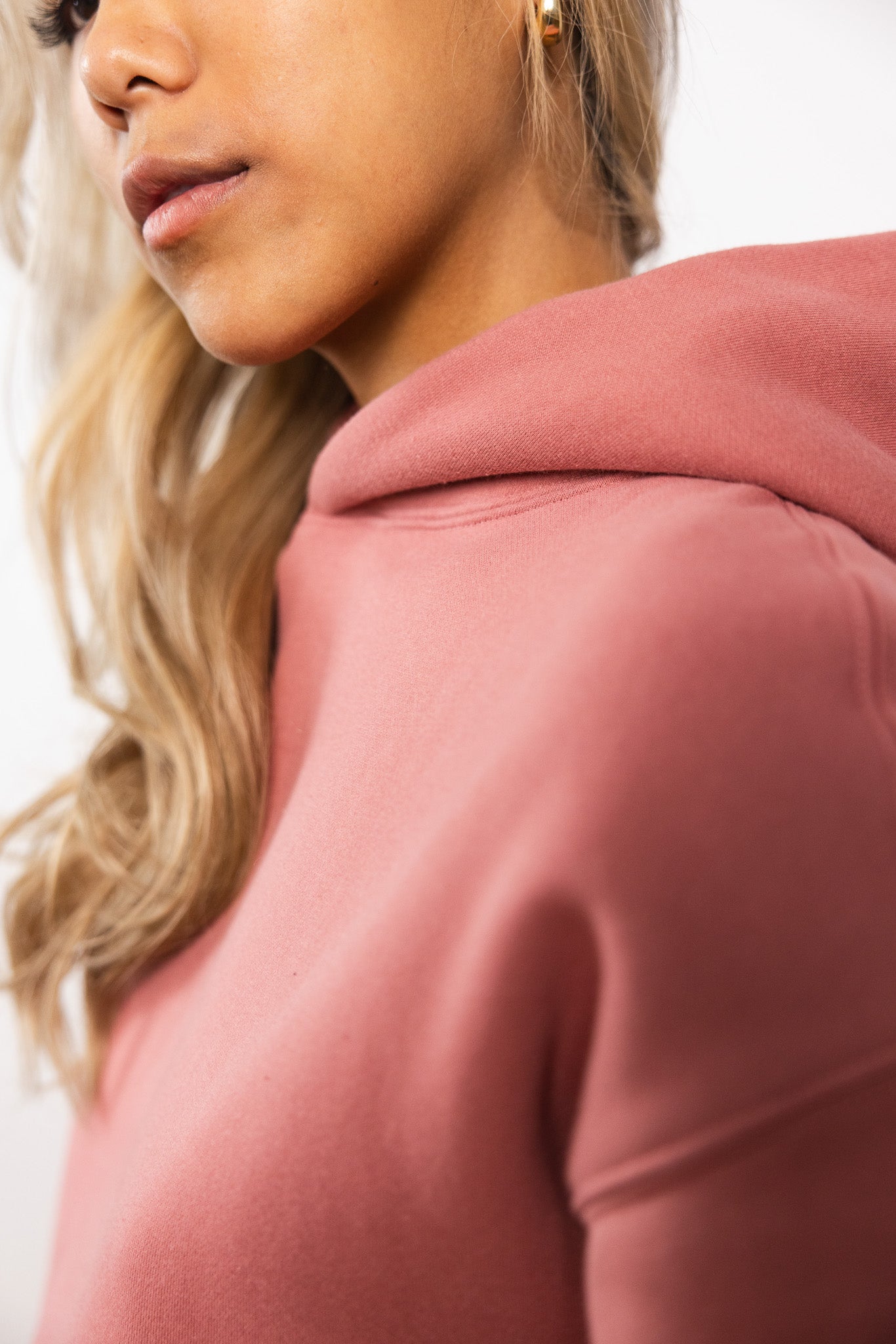 Cotton Fleece Hoodie -Rose Wine