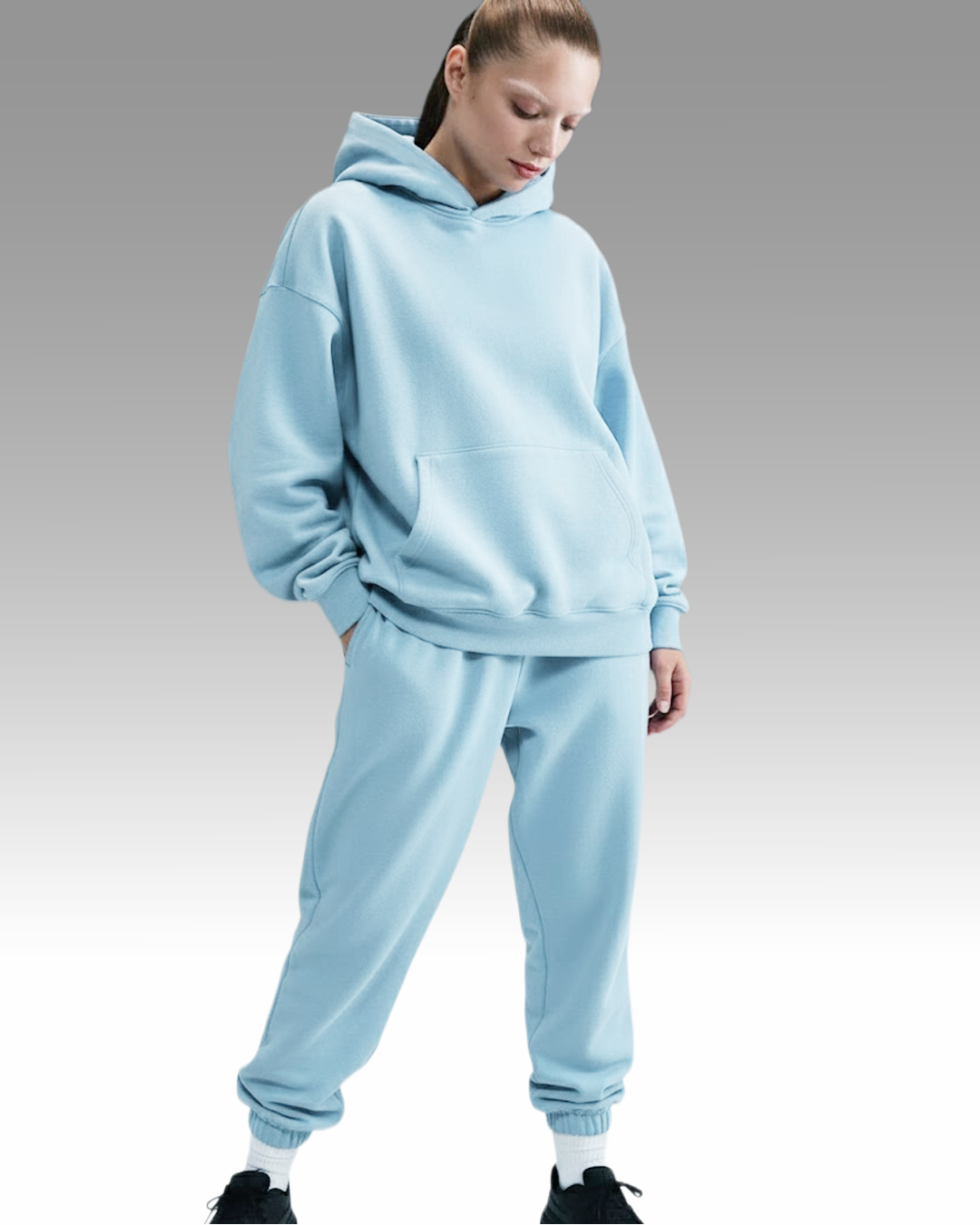 JILTU baby frill hoodie baby blue ジルチュ Cropped Hoodie Embellished With 'Angel' On Back Baby Blue Full Zip