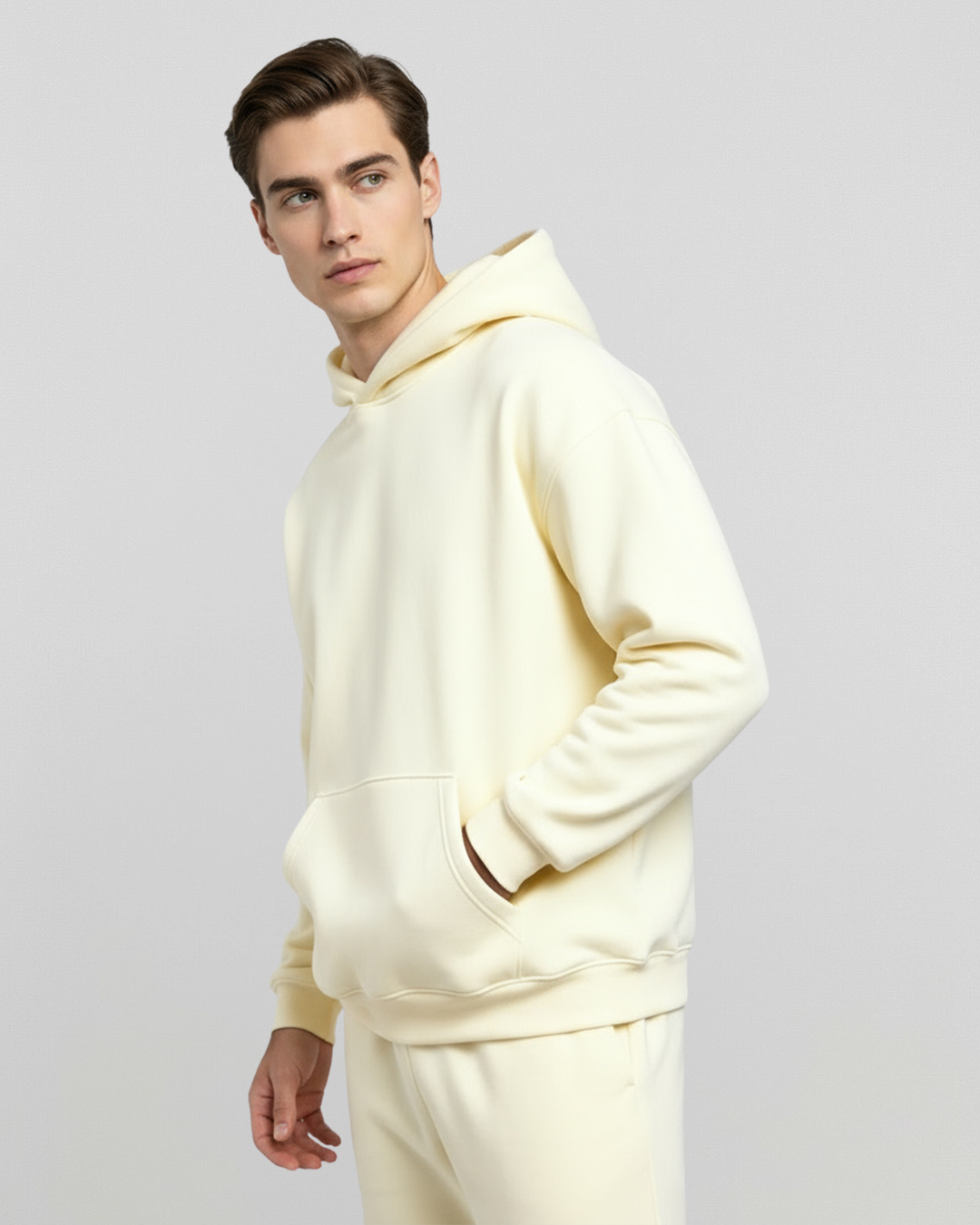 Cotton Fleece Hoodie - Cream