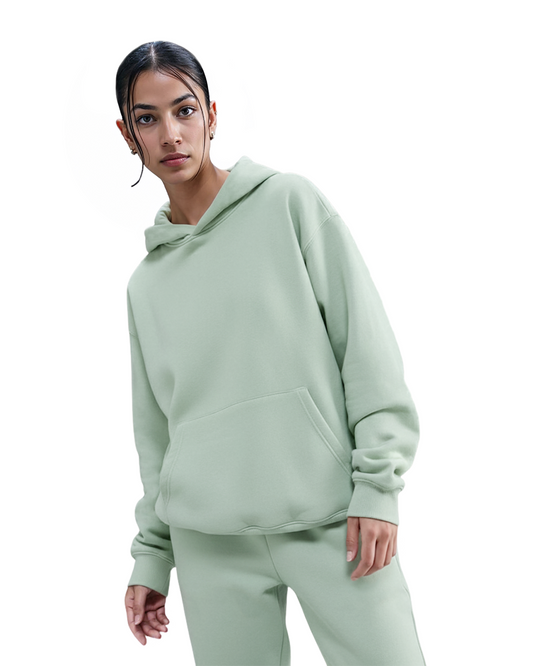 Cotton Fleece Hoodie - Dusty Mint