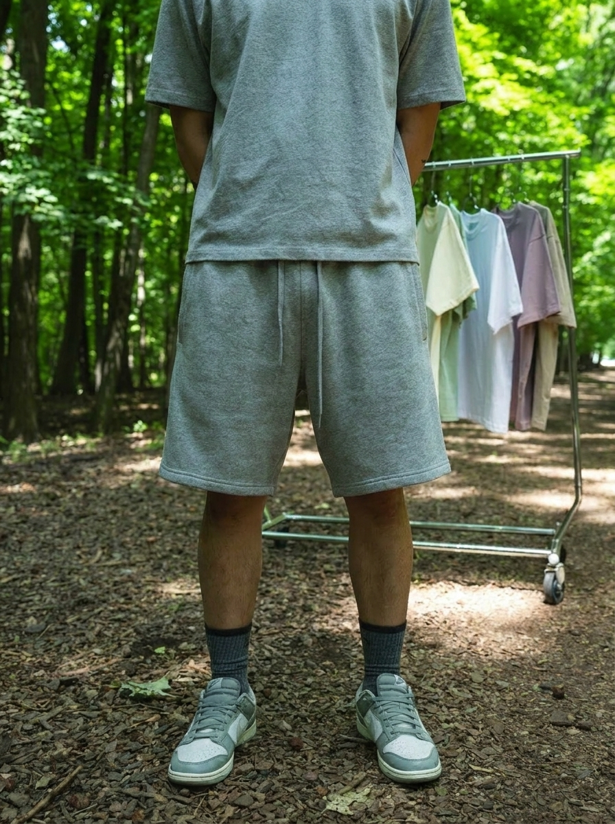 Canvas Fleece Shorts - Heather Grey