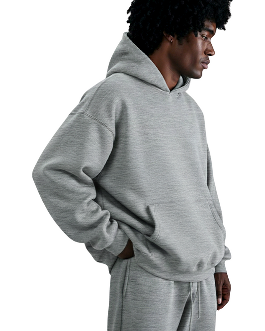 Cotton Fleece Hoodie - Heather Grey