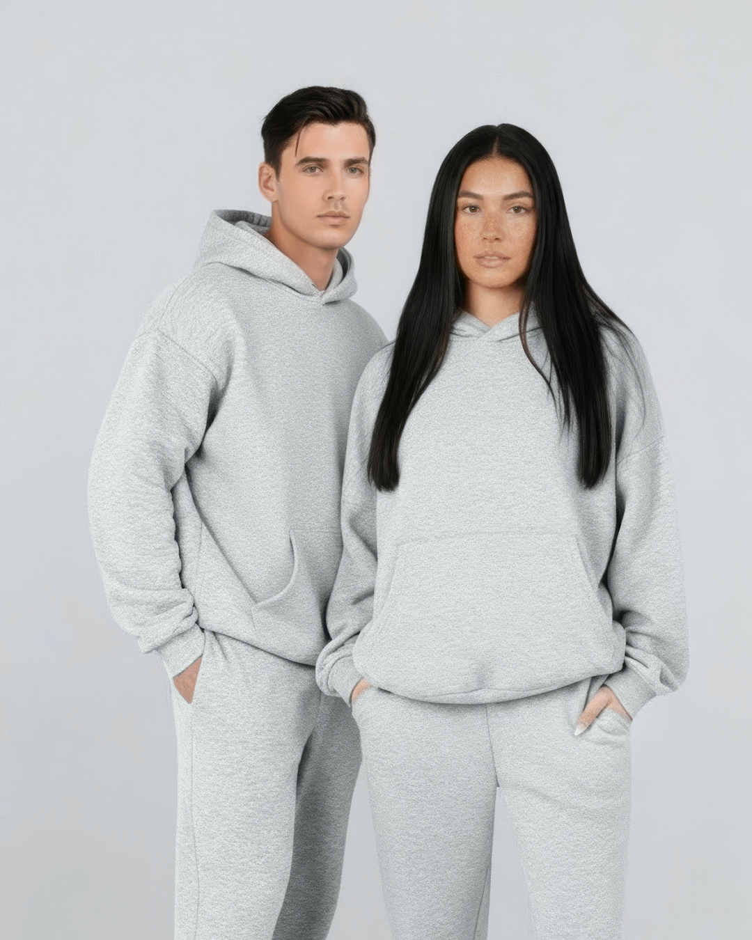 Cotton Fleece Hoodie - Heather Grey