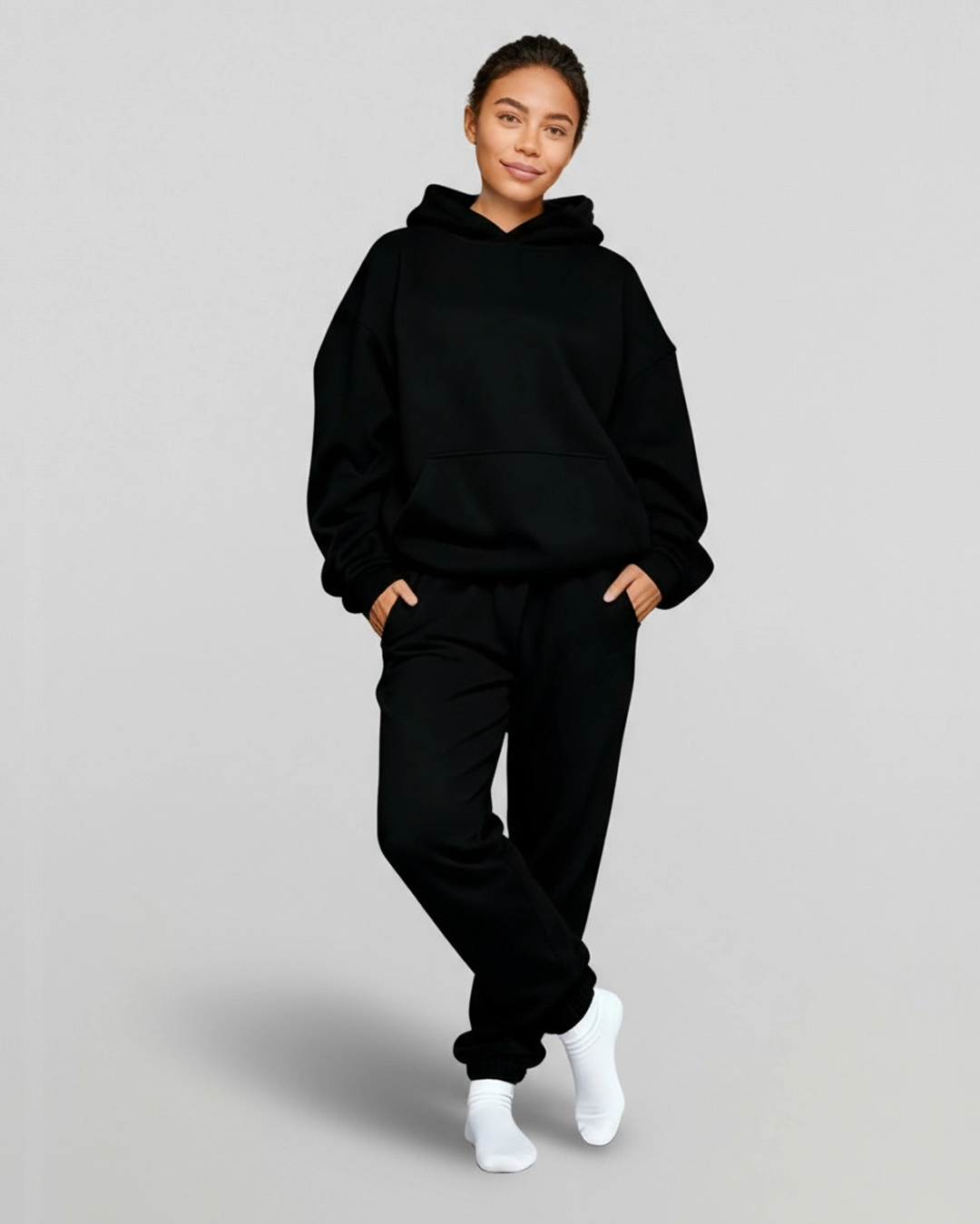 Cotton Fleece Hoodie - Jet Black