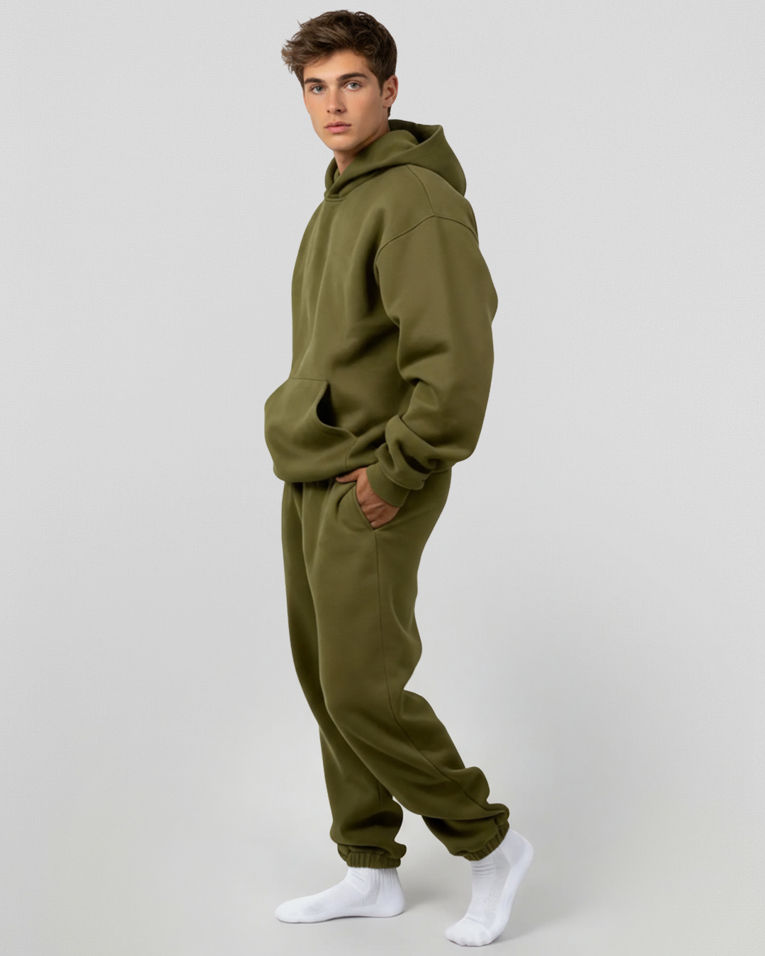Men's Cotton Fleece Set - Olive – Riflessi