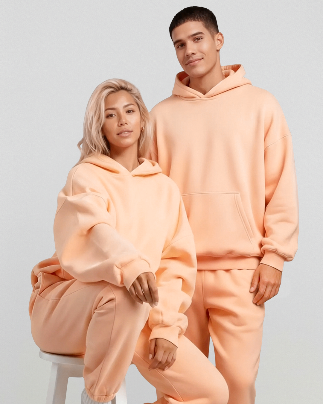 Cotton Fleece Hoodie - Peach Fuzz