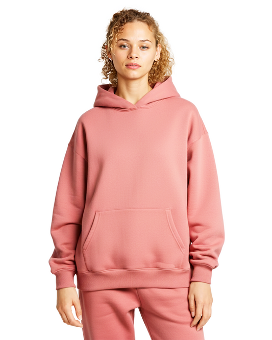 Cotton Fleece Hoodie - Rose Wine