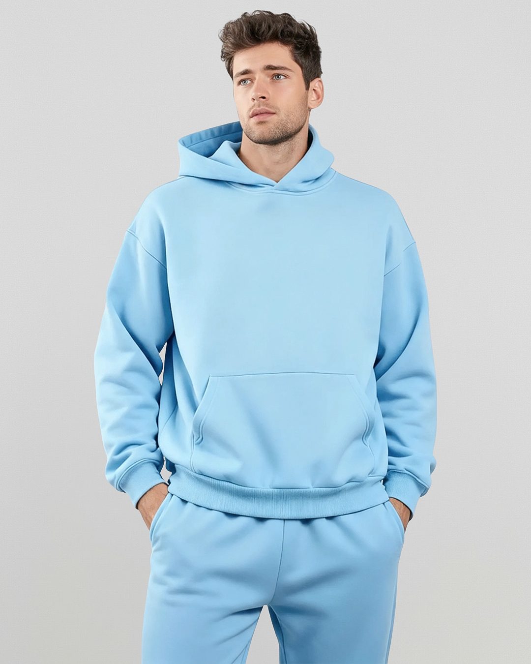 Cotton Fleece Hoodie - Smokey Blue – Riflessi