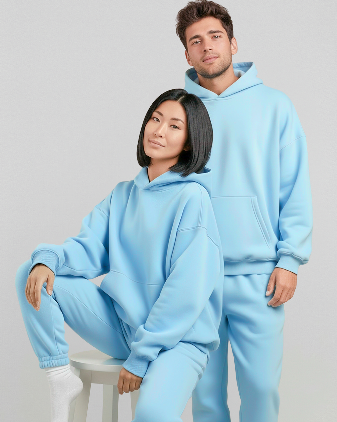 Cotton Fleece Hoodie - Smokey Blue