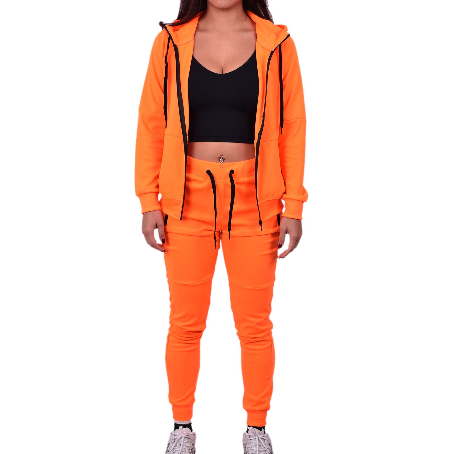 Women's Tech Fleece Tracksuit  - Neon Orange