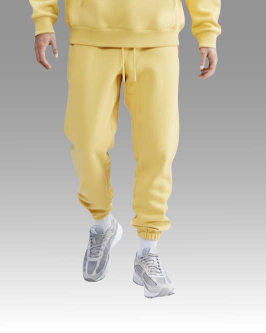 Cotton Fleece Joggers - Yellow - Cream
