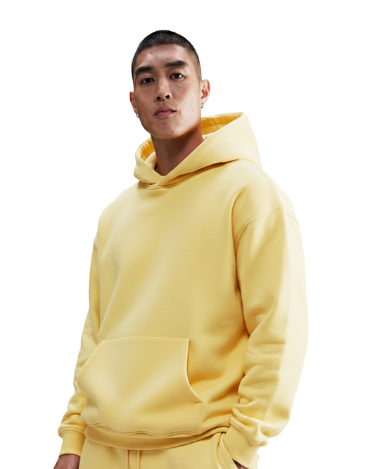 Cotton Fleece Hoodie - Yellow - Cream