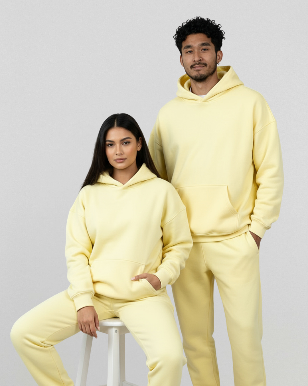 Men's Cotton Fleece Set - Yellow - Cream
