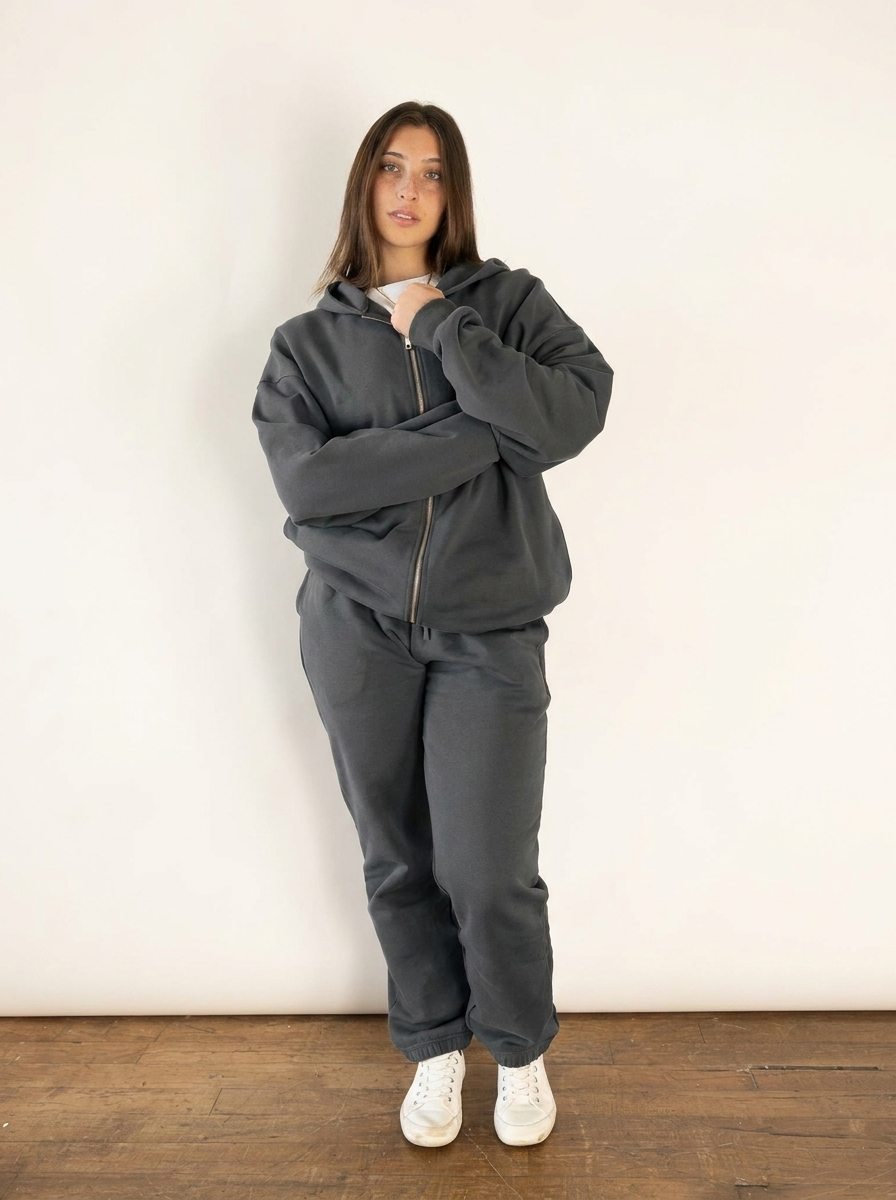 French Terry Double Zip Up - Dark Grey – Riflessi French Terry Double Zip Up - Dark Grey – Riflessi