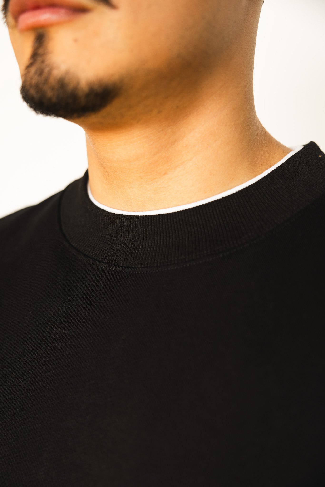 French Terry Crewneck Sweatshirt  - Black