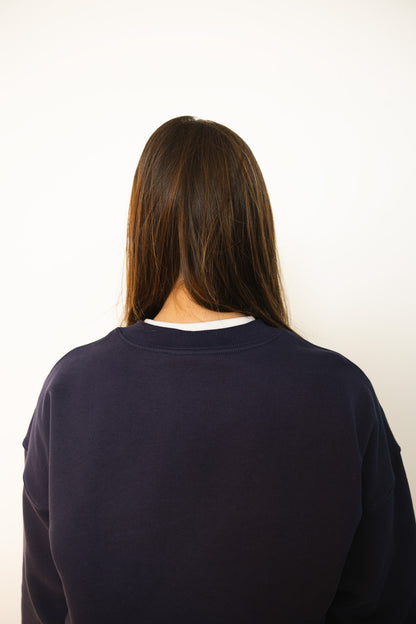 French Terry Crewneck Sweatshirt  - Navy