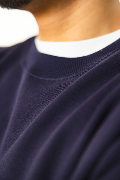 French Terry Crewneck Sweatshirt  - Navy