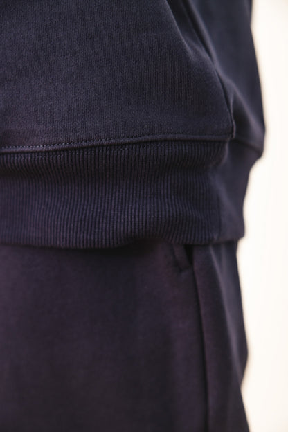 French Terry Crewneck Sweatshirt  - Navy