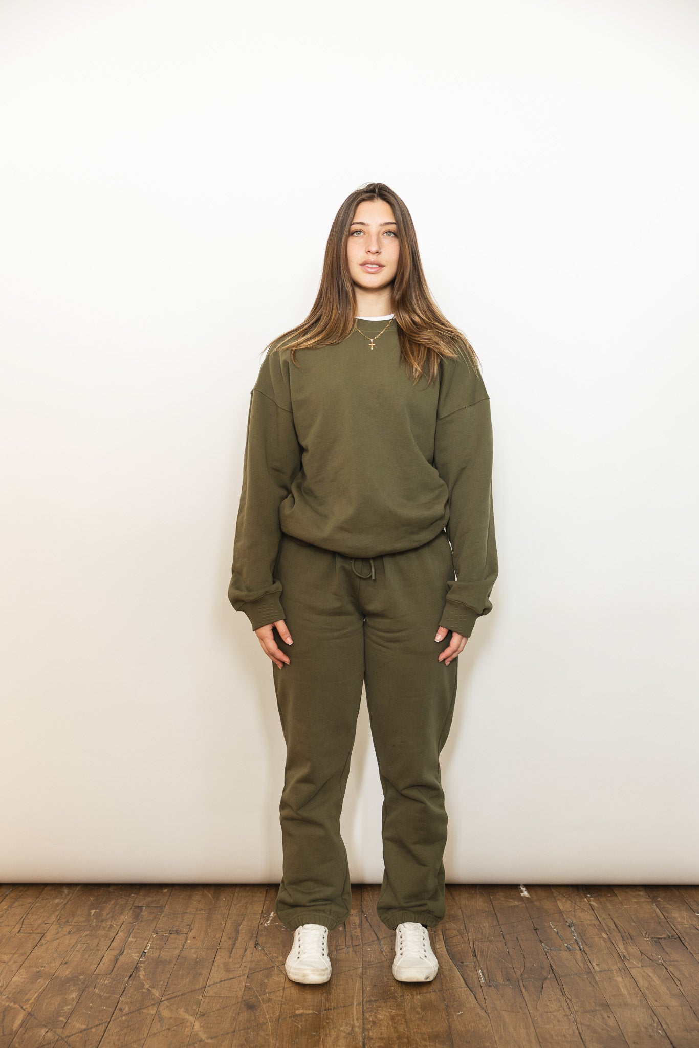 French Terry Crewneck Sweatshirt  - Olive