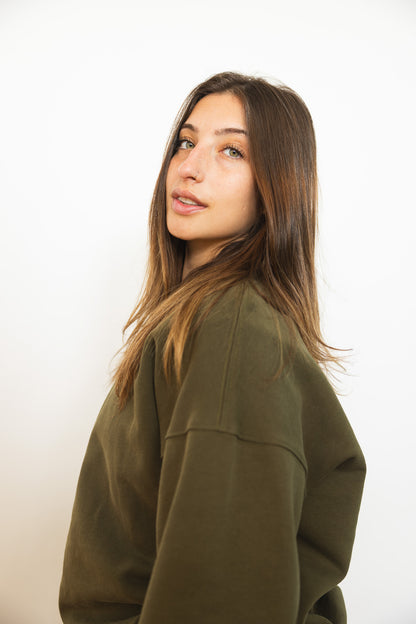 French Terry Crewneck Sweatshirt  - Olive