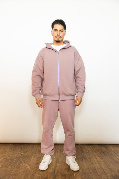 French Terry Double Zip Up - Shadow Purple