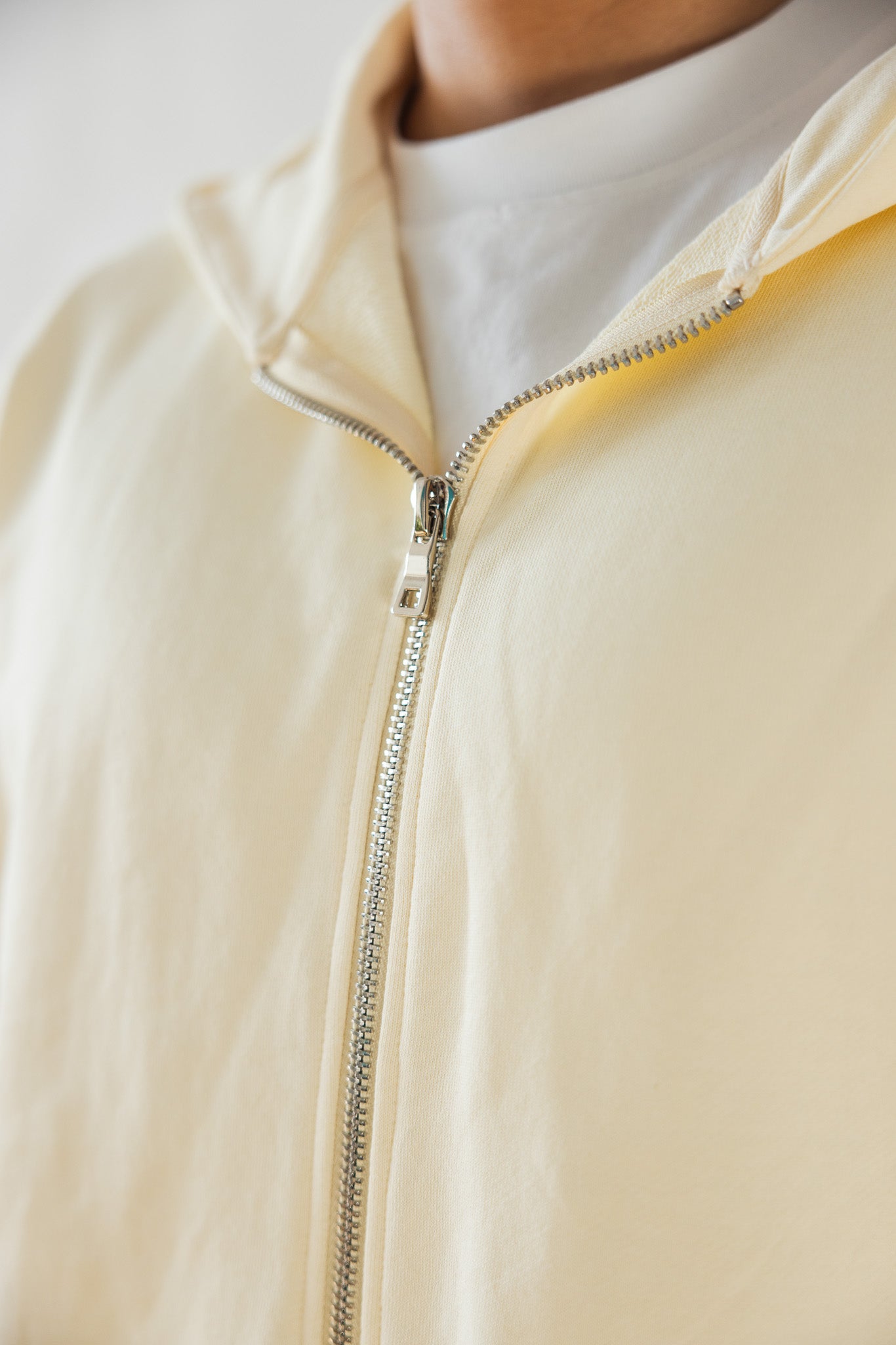 French Terry Double Zip Up - Butter Milk