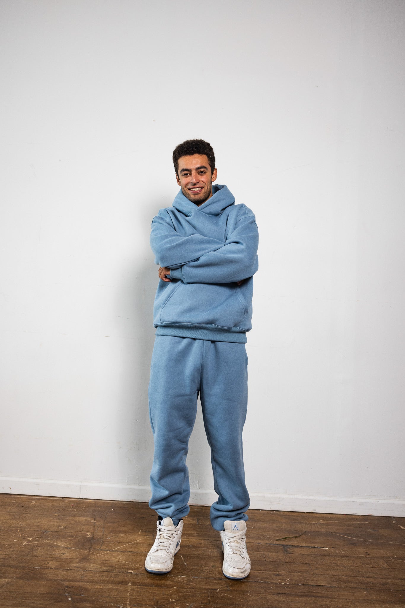 Cotton Fleece Joggers - Smokey Blue