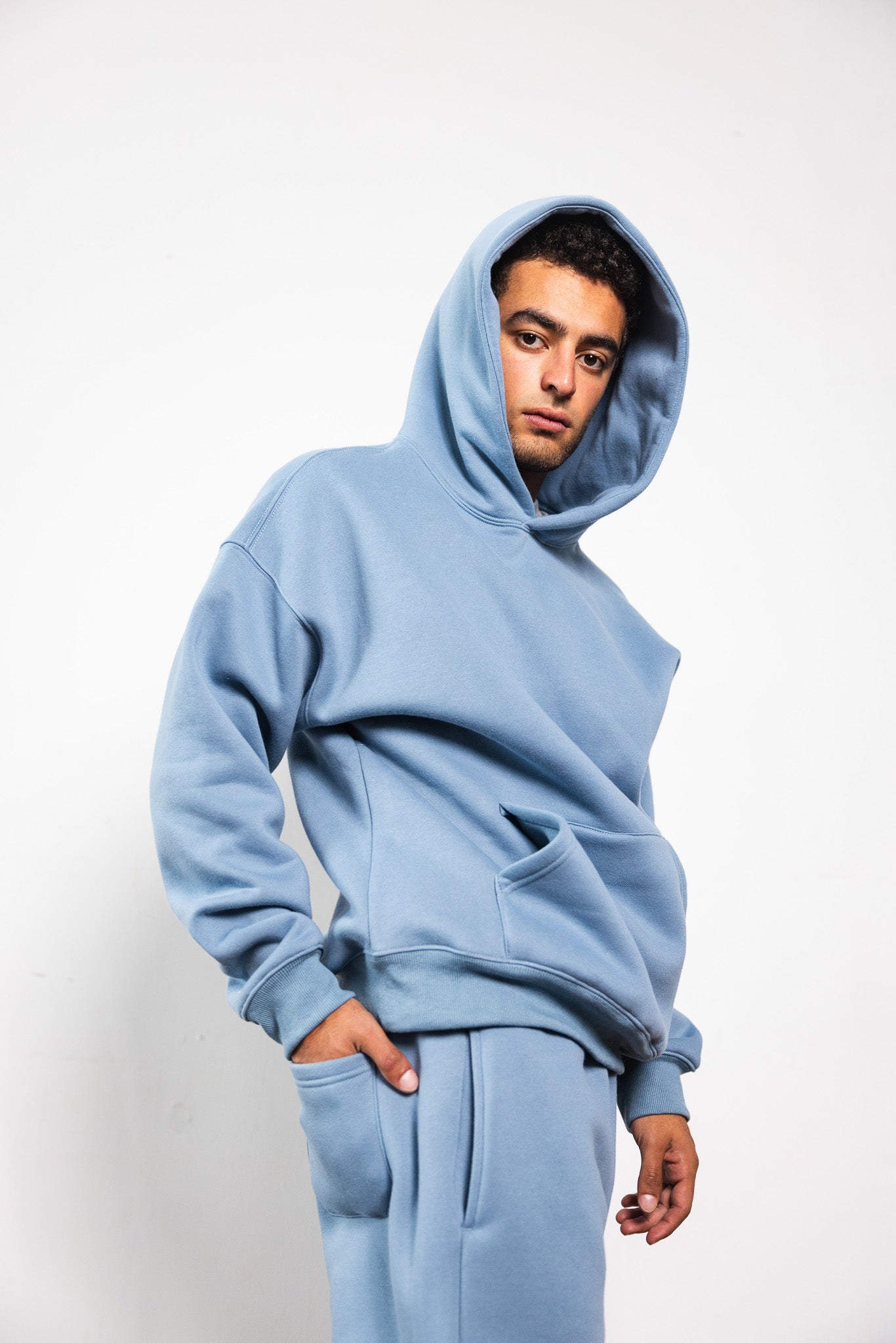 Cotton Fleece Joggers - Smokey Blue