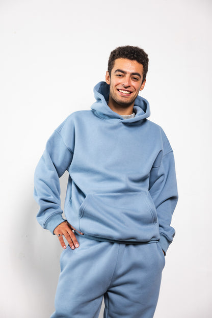 Cotton Fleece Hoodie - Smokey Blue