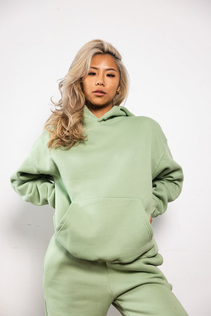 Cotton Fleece Hoodie - Dusty Mint