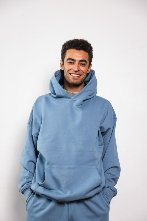 French Terry Hoodie - Smokey Blue