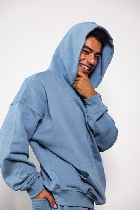 French Terry Hoodie - Smokey Blue