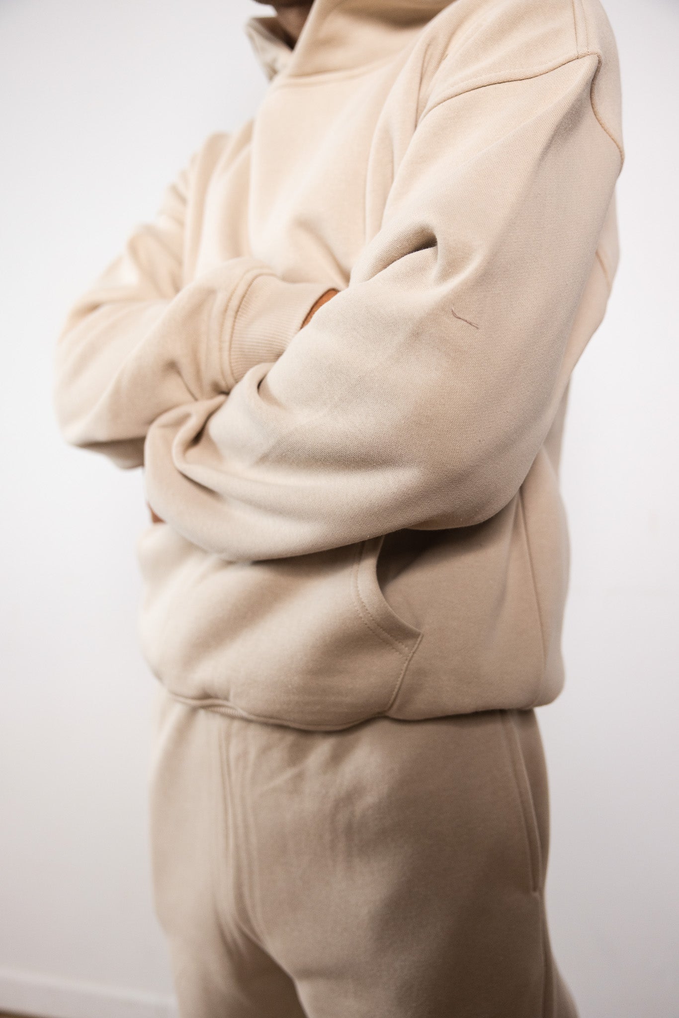 Cotton Fleece Hoodie - Sand