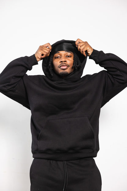 Cotton Fleece Hoodie - Jet Black