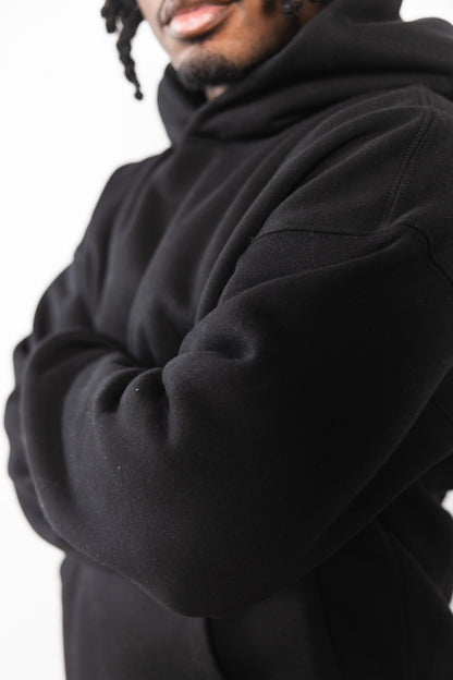 Cotton Fleece Hoodie - Jet Black