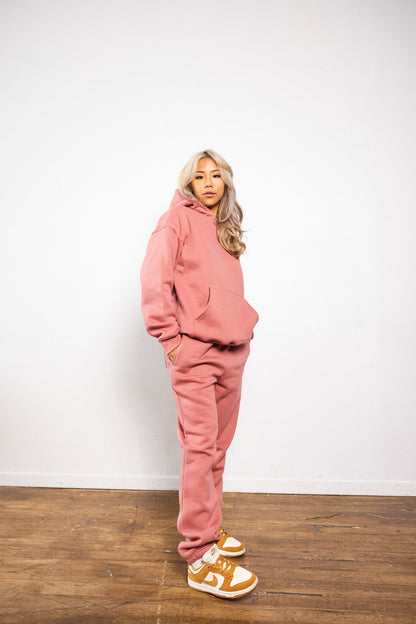 Cotton Fleece Joggers - Rose Wine