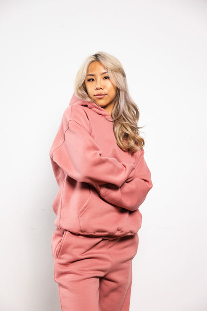 Cotton Fleece Hoodie - Rose Wine