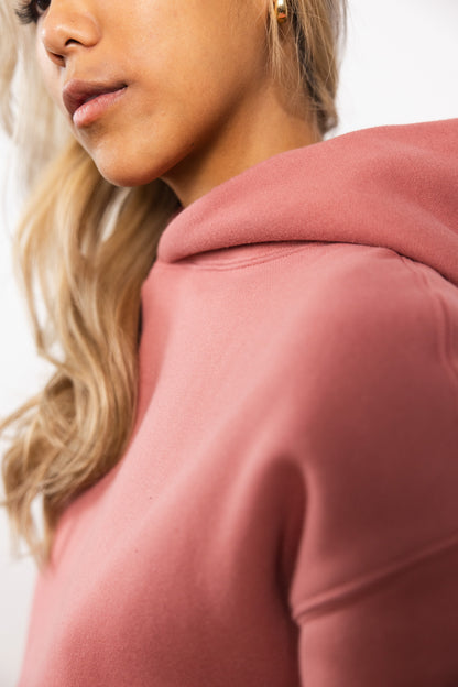 Cotton Fleece Hoodie - Rose Wine