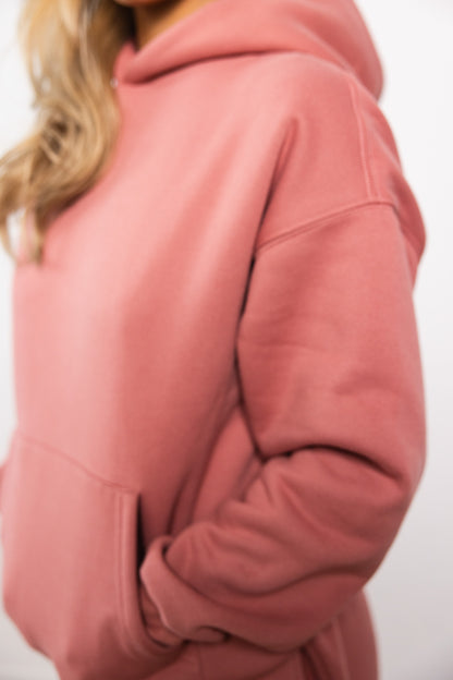 Cotton Fleece Hoodie - Rose Wine