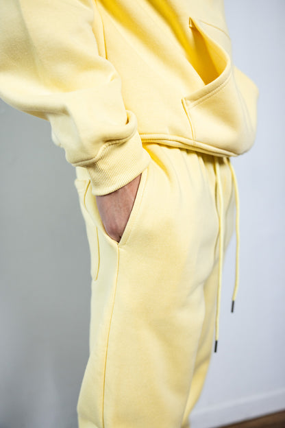 Cotton Fleece Joggers - Yellow - Cream