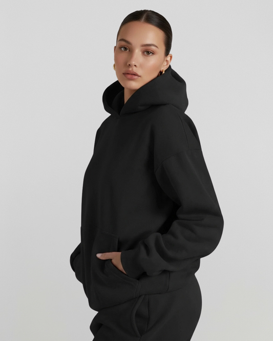 French Terry Hoodie - Black
