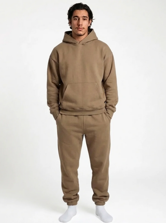 Men's Cotton Fleece Set - Mocha