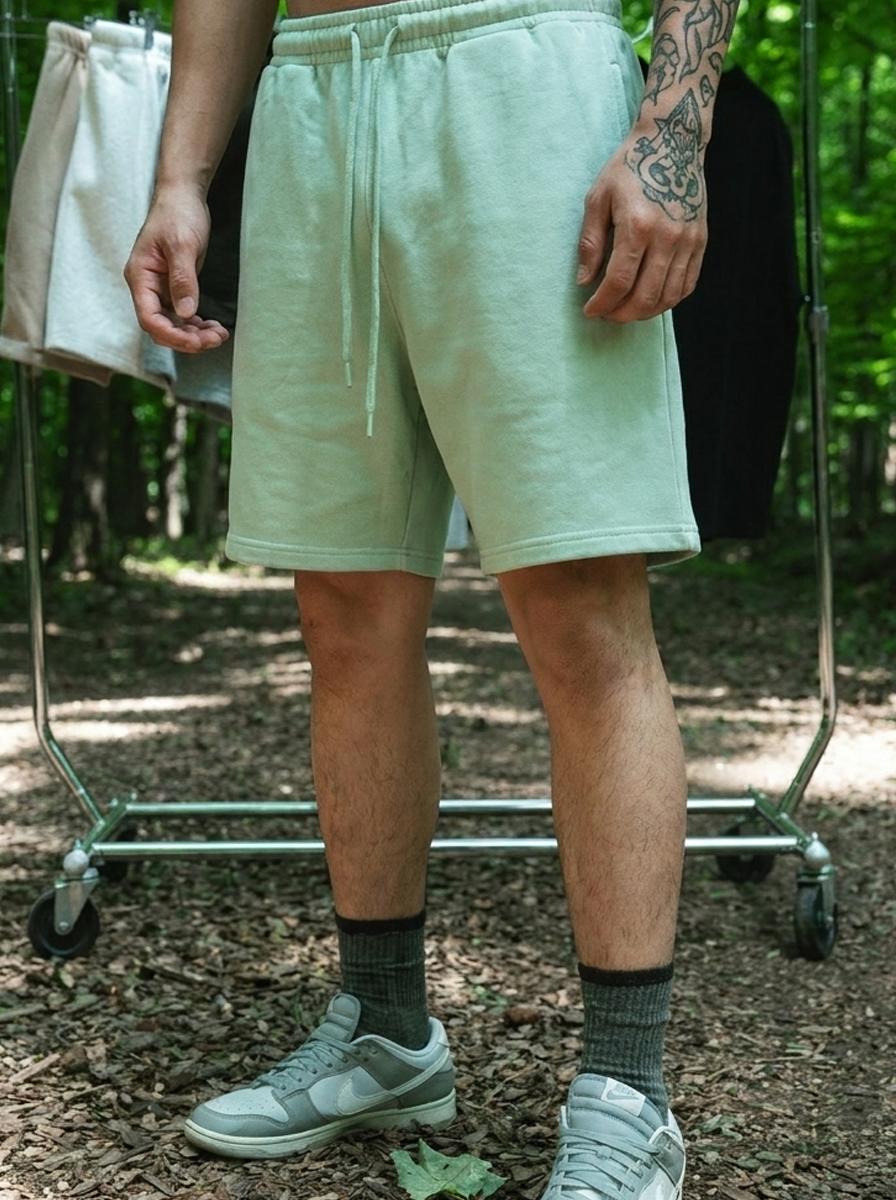 Canvas Fleece Shorts - Dusty Mint