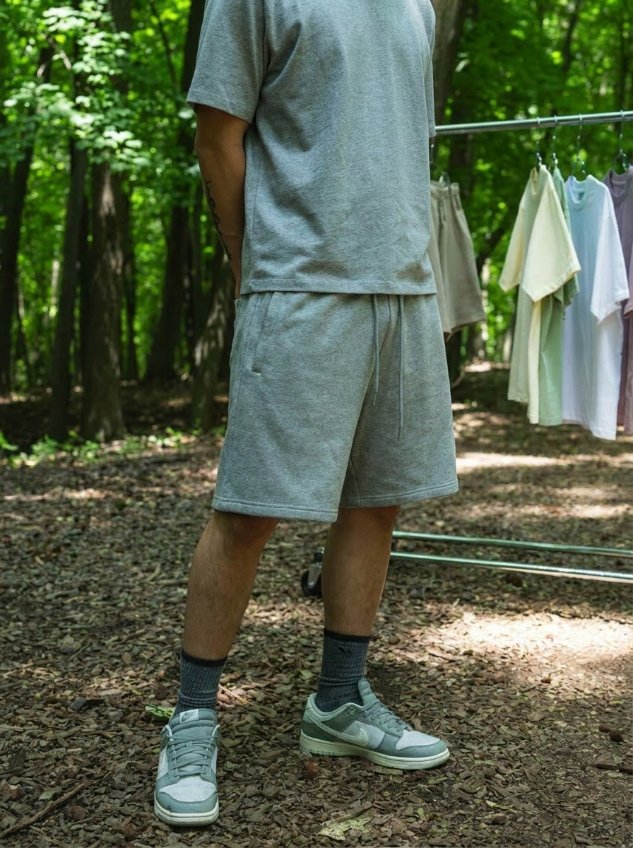 Canvas Fleece Shorts - Heather Grey