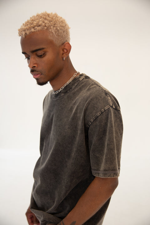 Mineral Wash Tee - Smokey Charcoal