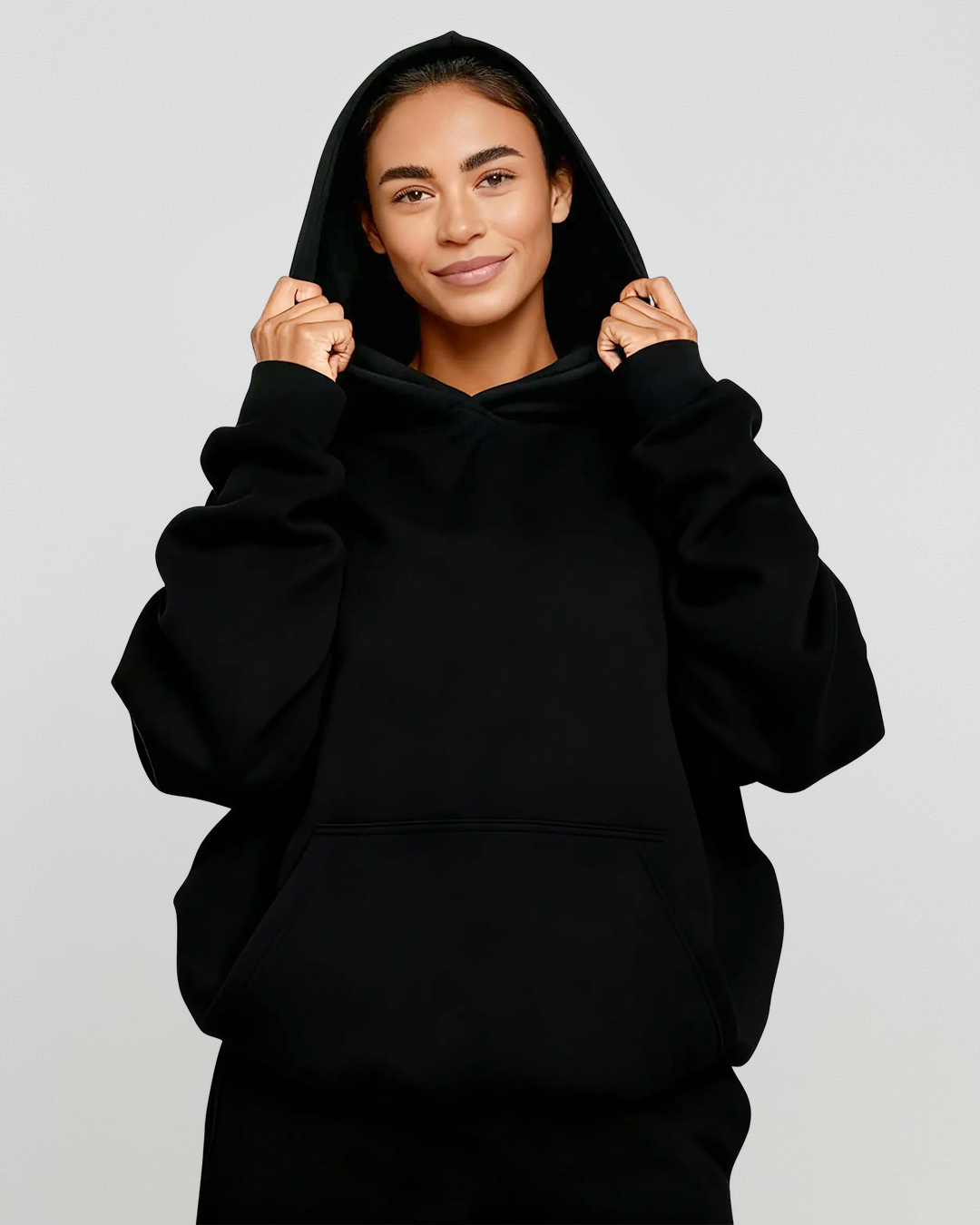 Cotton Fleece Hoodie - Jet Black