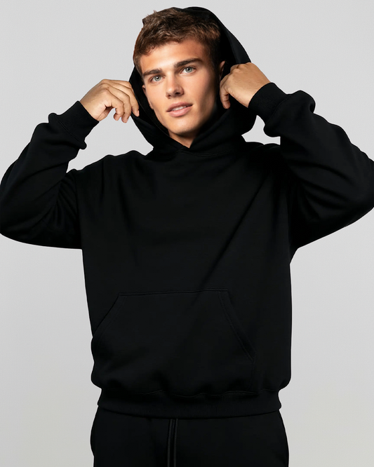 Cotton Fleece Hoodie - Jet Black